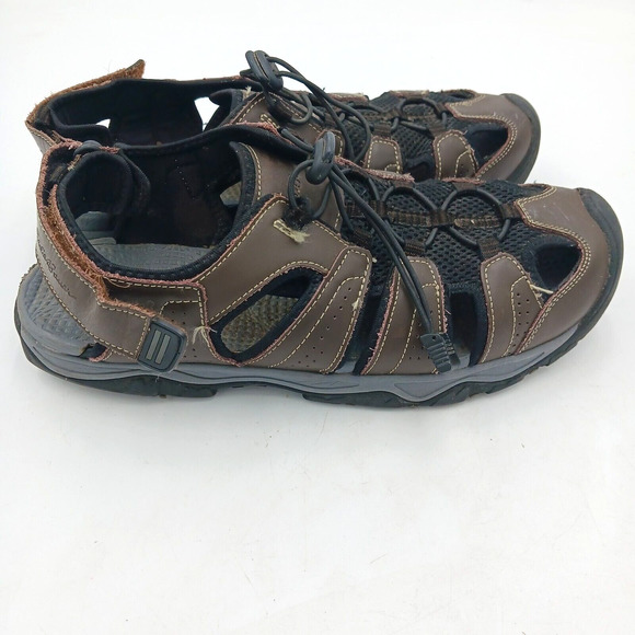 Eddie Bauer Men's Shoes 12M Bungee Lace Arvada Fisherman Water Sandals Brown‎ - Picture 1 of 7